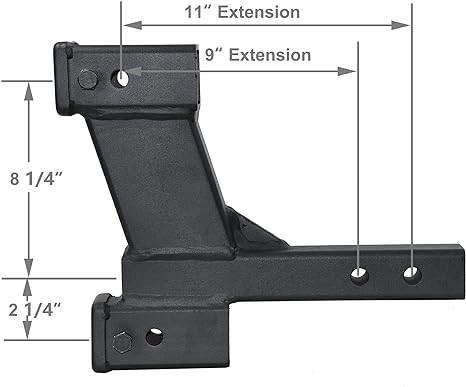 Toptow 64090 Trailer Hitch Extender Adapter With 2-inch & 8-inch Riser 