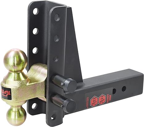 TOPTOW 64382 Adjustable Trailer Tow Hitch with Dual Ball 2" & 2-5/16", 8-1/2" Drop, 2-1/2" Receiver Shank, 22,000lbs Capacity…