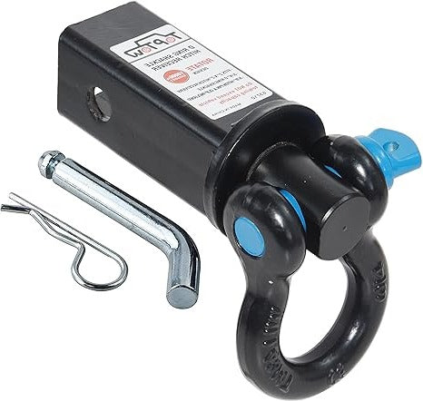 TOPTOW 63710 Trailer Recovery Shackle Tow Hitch (Capacity 10000lbs) fits for 2 inch Receiver 360 Rotate, with 3/4 inch D-Ring