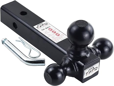 TOPTOW 64172HP Trailer Receiver Hitch Triple Ball Mount, Black Balls, with Hitch Pin, Fits for 2 inch Receiver…